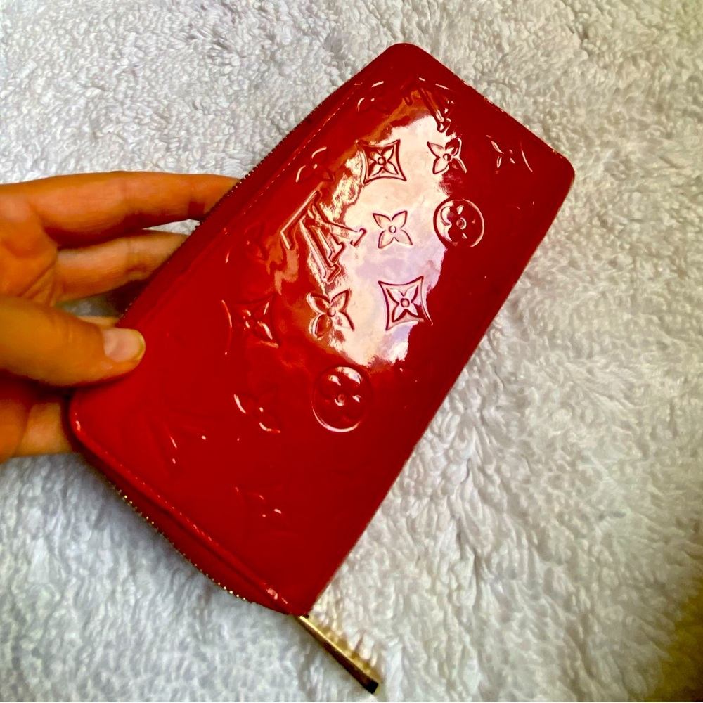 Louis Vuitton Red Patent Monogram Zip-Around Wallet